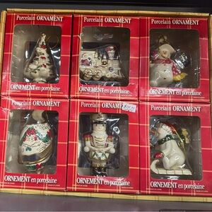 Porcelain Christmas Ornament Set - Festive Multicolor